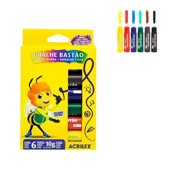 Guache bastão 6 cores - Acrilex