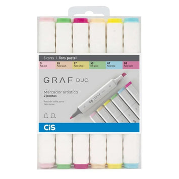 Marcador Artistico 2 Pontas Tons Pastel C/6- CIS