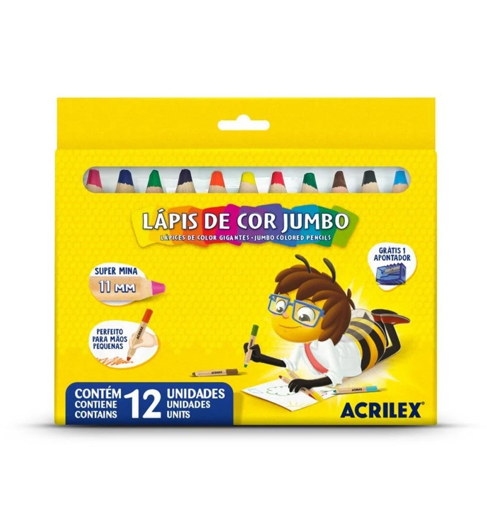Lápis de Cor Jumbo 12 cores - Acrilex