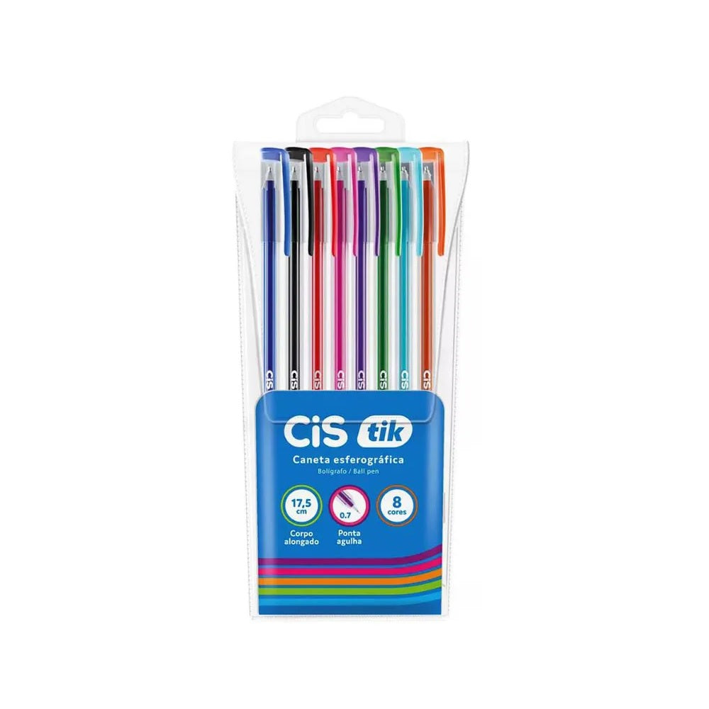 Kit Canetas Esferográficas CIS Tik C/8