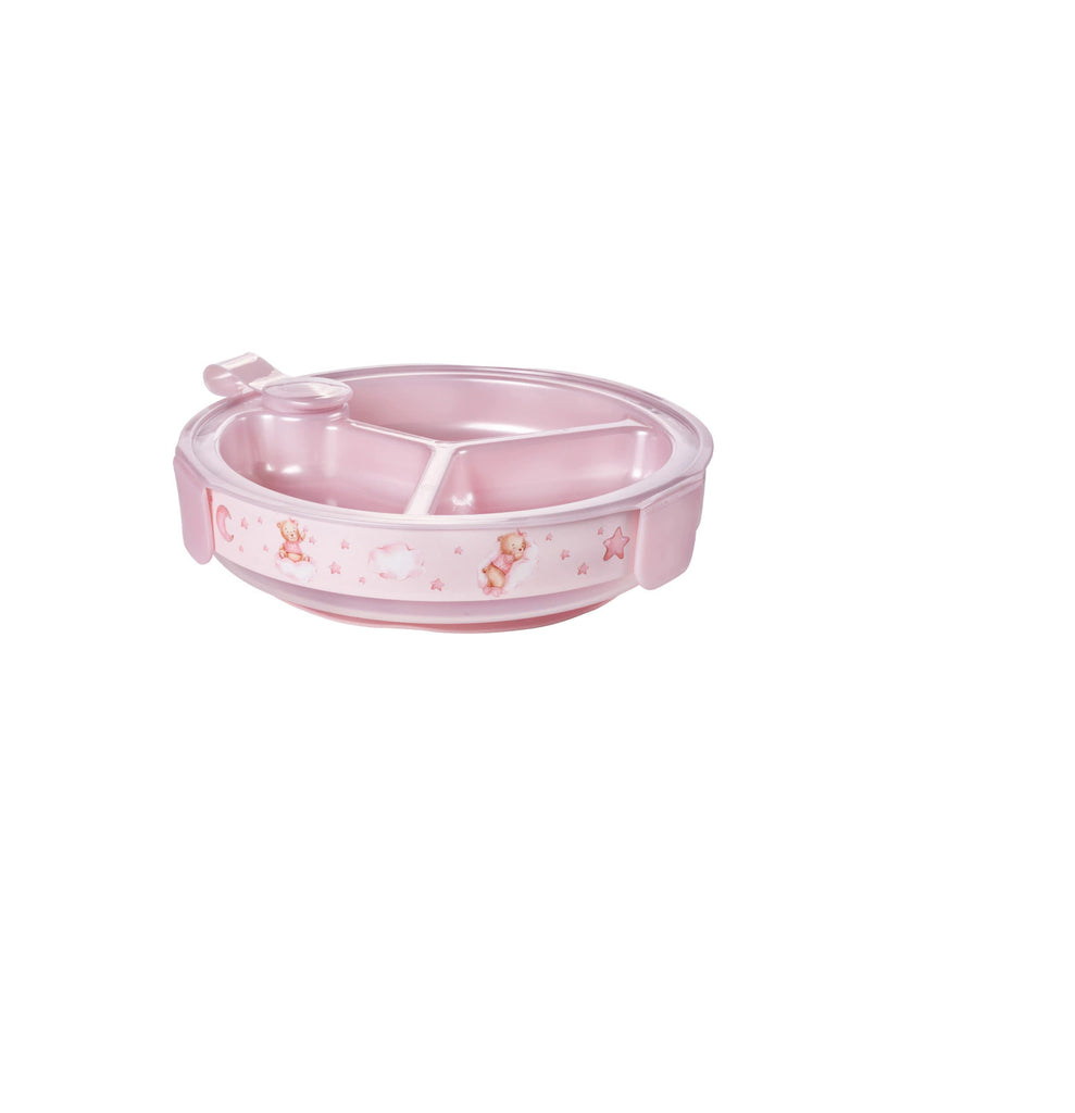 Prato Térmico com Divisórias Rosa - Ursinhos