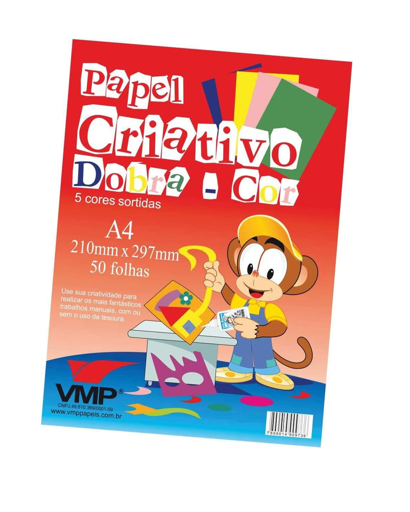 Papel Criativo Dobra-Cor 5 Cores - 50 folhas