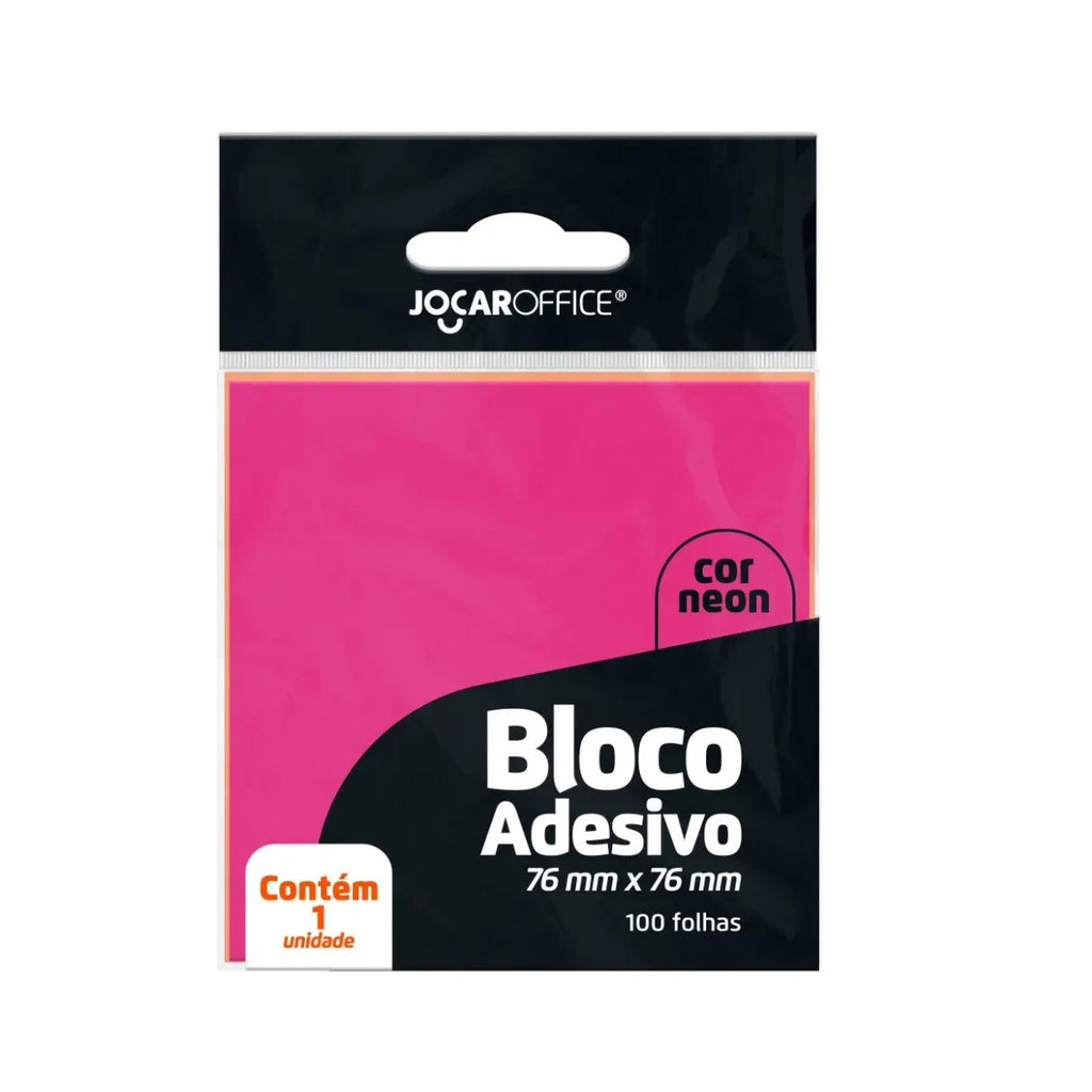 Bloco Adesivo 76x76mm Rosa Neon
