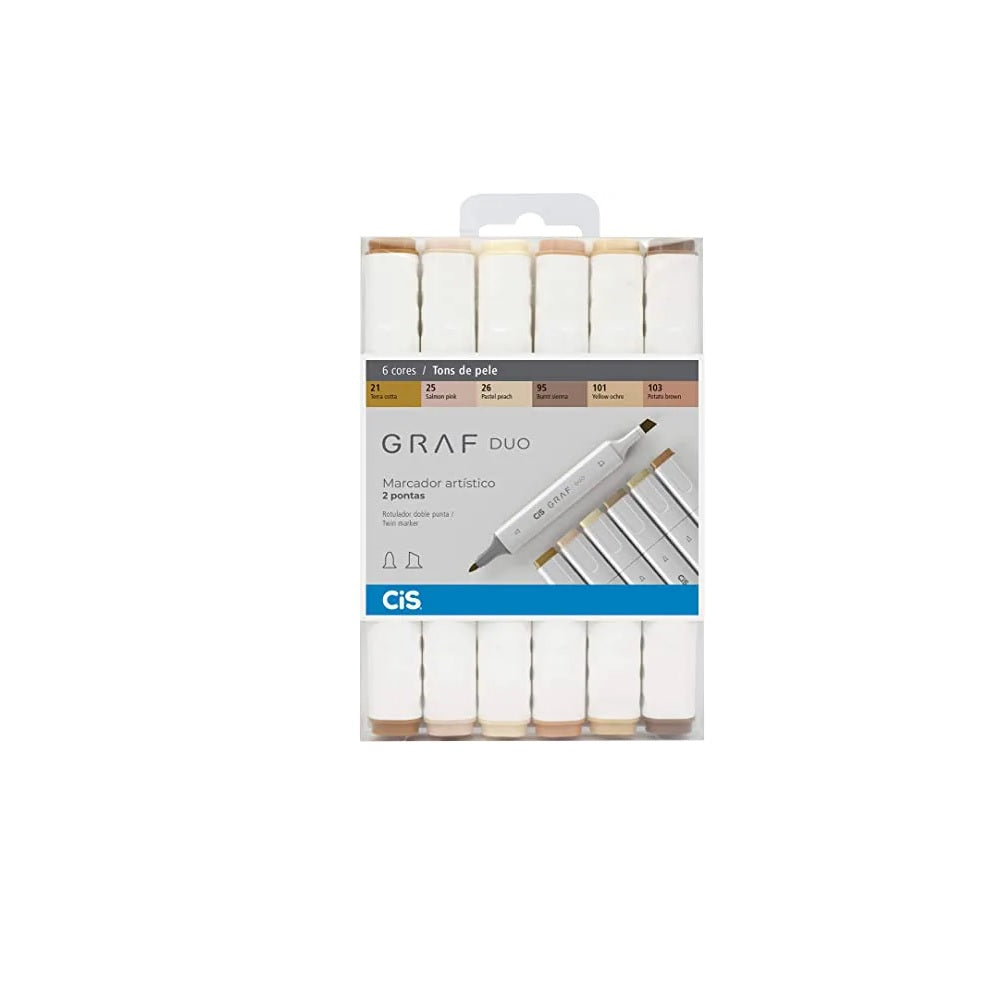 Marcador Artistico 2 Pontas Tons De Pele C/6- CIS