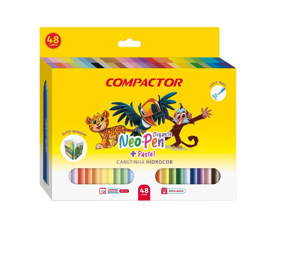 Canetinha Hidrocor Neo Pen Gigante + Pastel 48 Cores