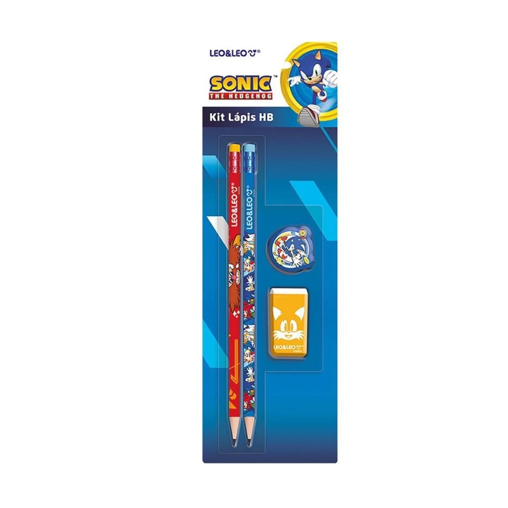 Kit Lápis Sonic 2 Lápis HB/apontador/Borracha