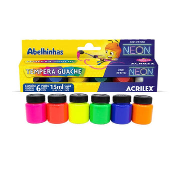 Tinta Guache Neon 6 Cores - Acrilex