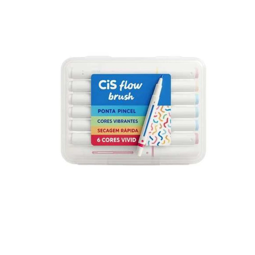 Marcador Criativo Brush FLOW C/6 Cores - CIS