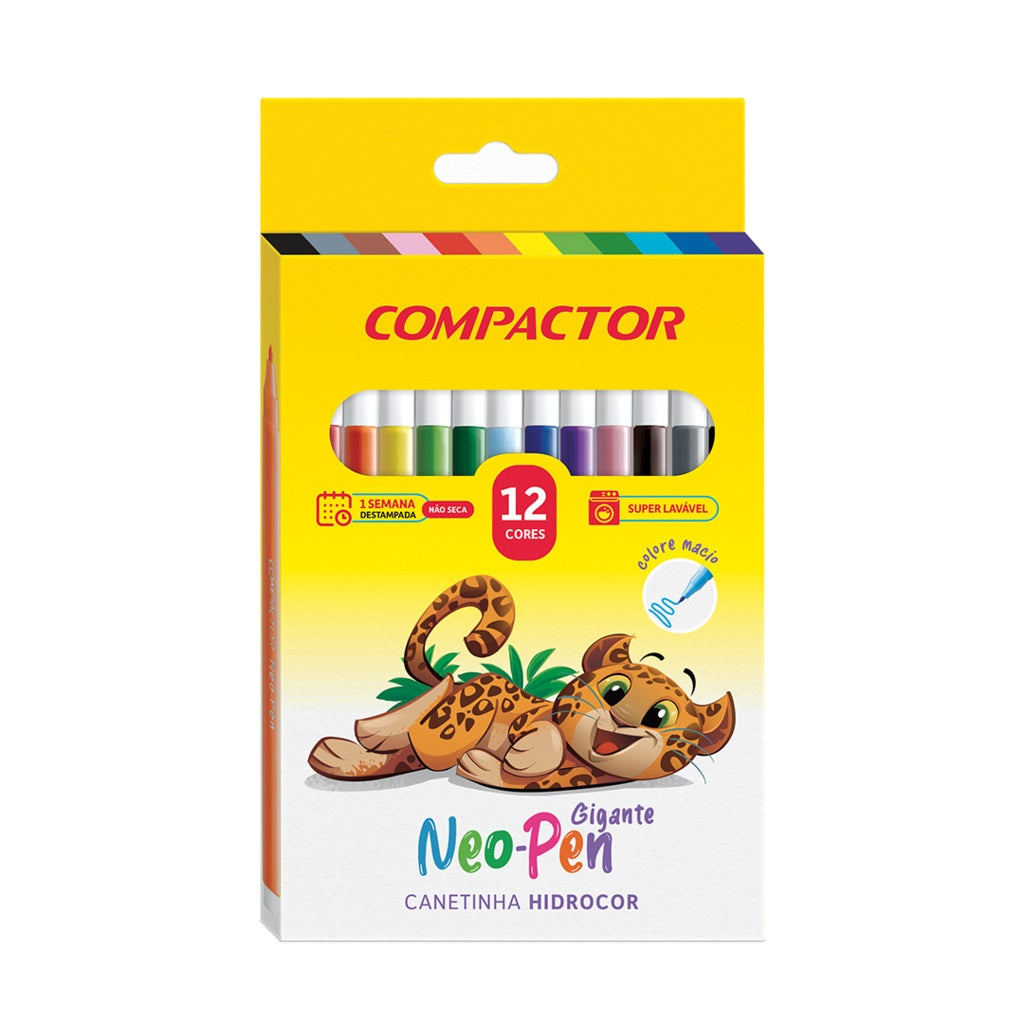 Canetinhas Hidrográficas 12 cores - Compactor
