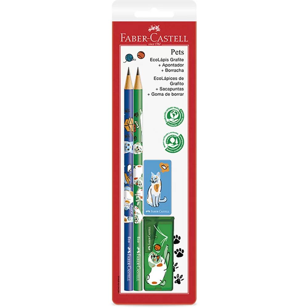 Kit Escolar Pets C/4 Peças - Faber Castel