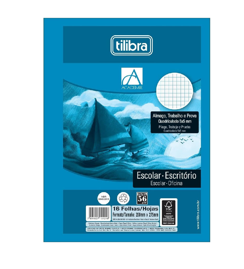 Papel almaço quadriculado 5 x 5 mm - pcte 16 folhas