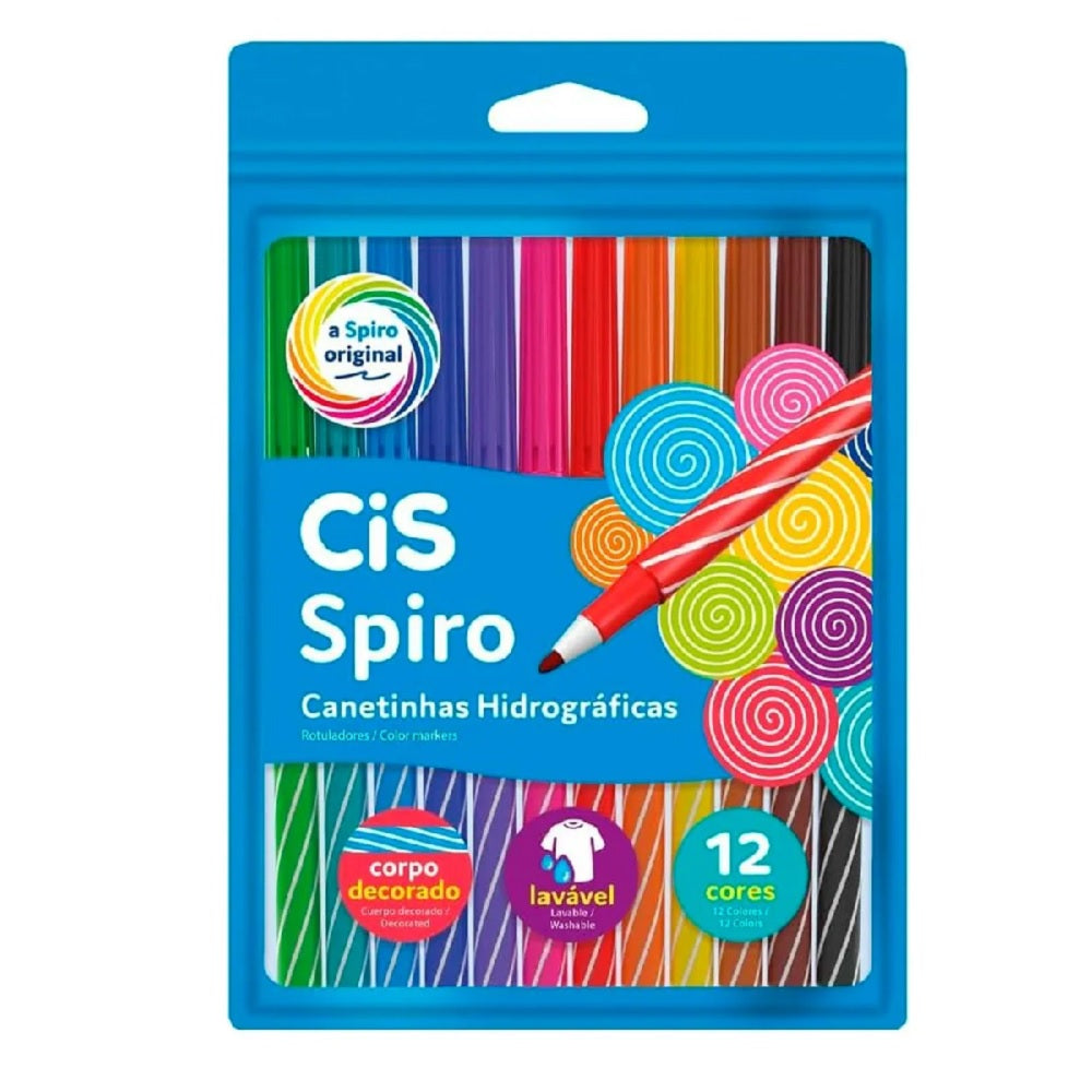 Canetinhas Hidrográficas C/12 Cores Spiro - CIS