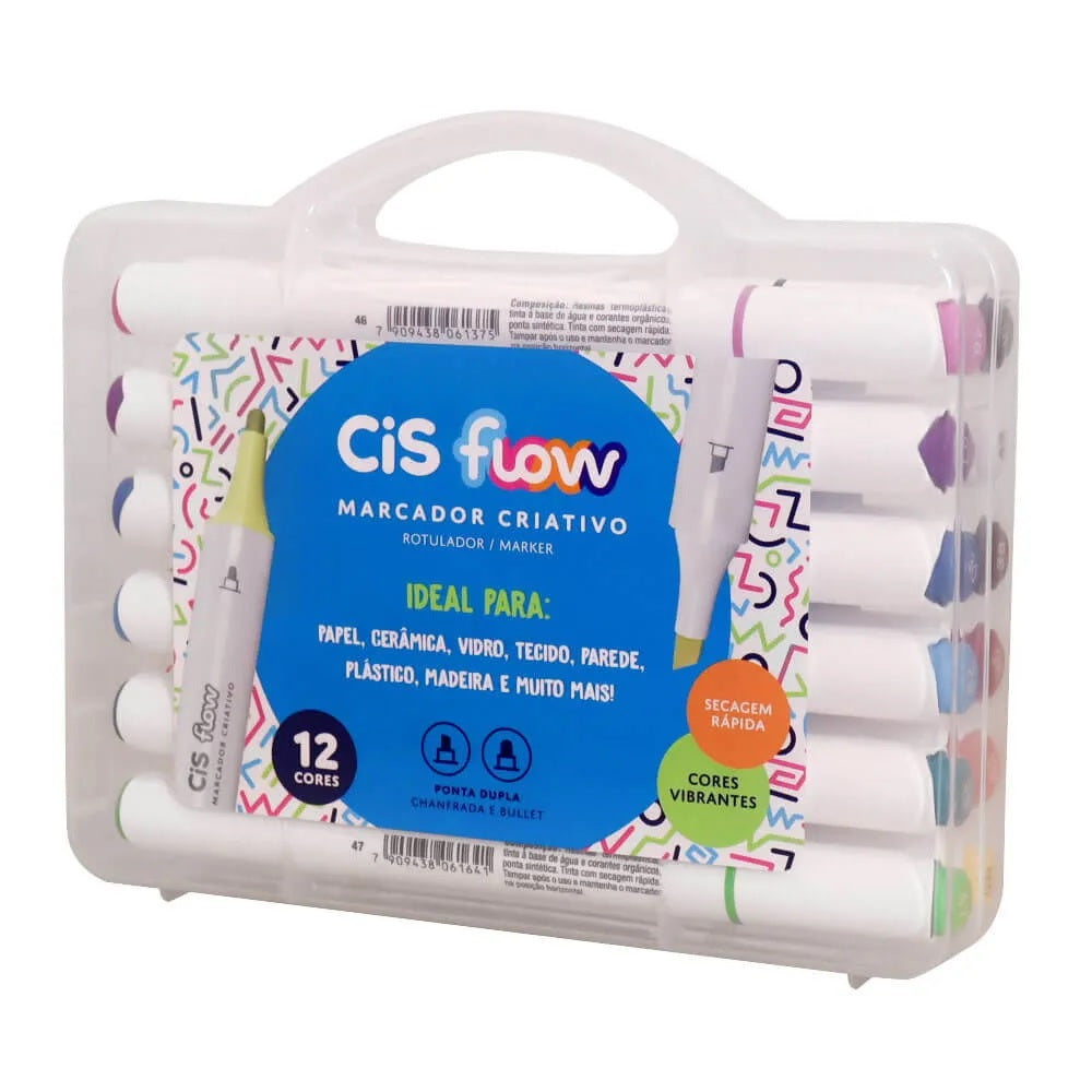 Marcador Criativo CIS FLOW C/12 Cores - CIS