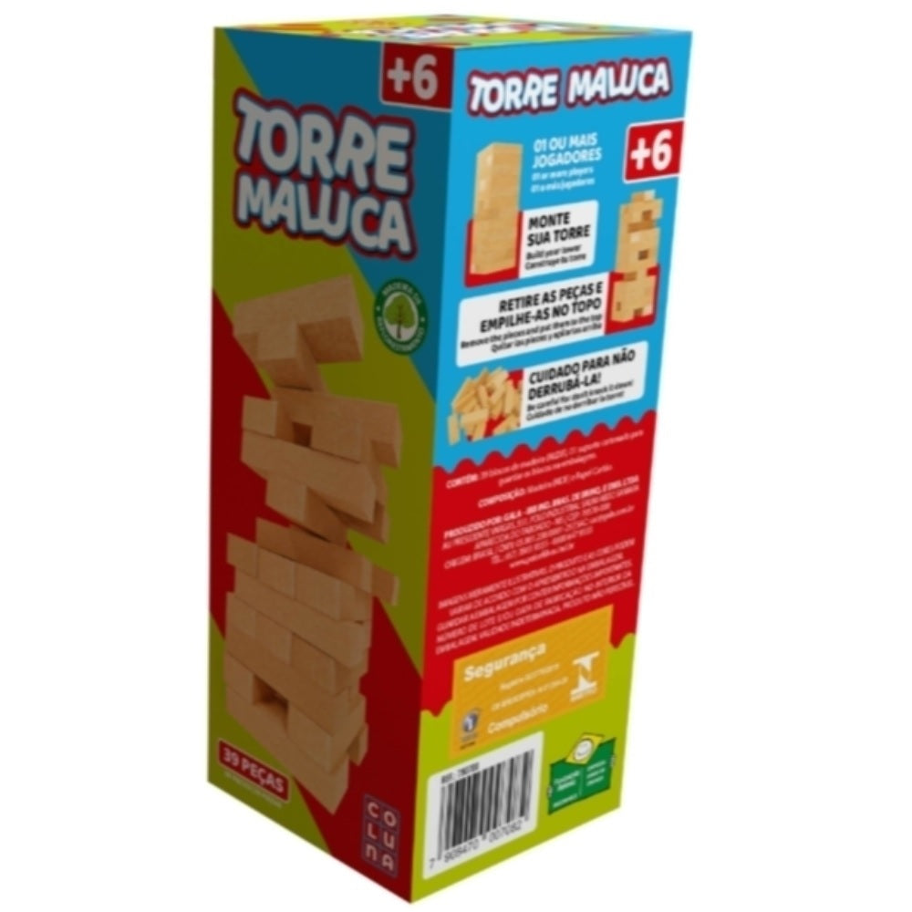 Jogo Torre Maluca Em Madeira 39 Peças