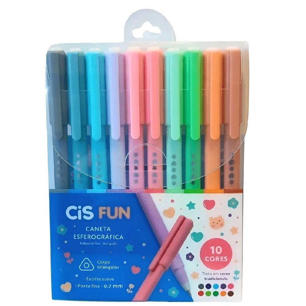 Kit Canetas Coloridas CIS Fun C/10
