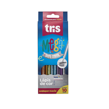 Lápis de cor 10 Cores Métalico Mega Soft Color